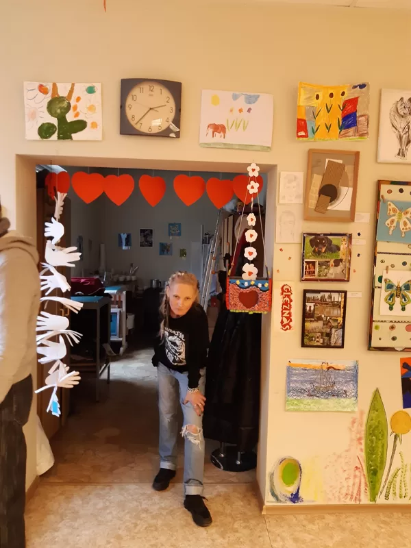 I work as an art teacher - this is my class and me:) February, 2023