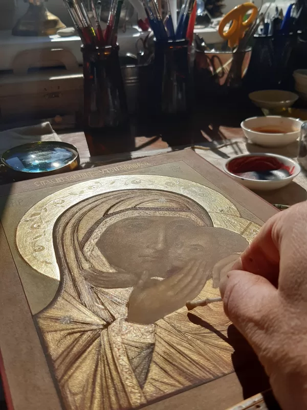 2022-2023. Icon of Our Lady "Rescuer of the Drowning". Gold polishing.