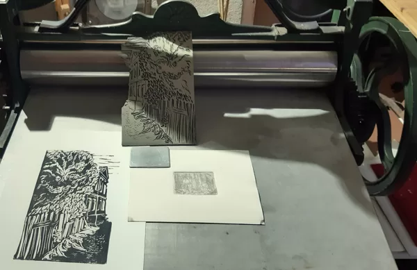 linocut, etching