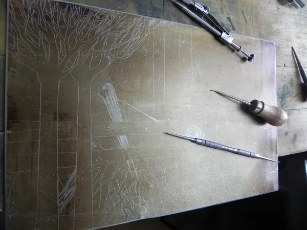 drawing process on zinc plate