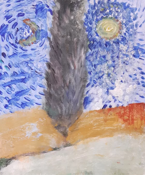 Bērnu grupa. Iespaidojoties no Vinsenta van Goga darba. Akrils uz audekla.
