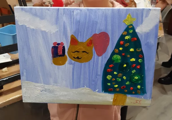 School-age children group. Oil on canvas.