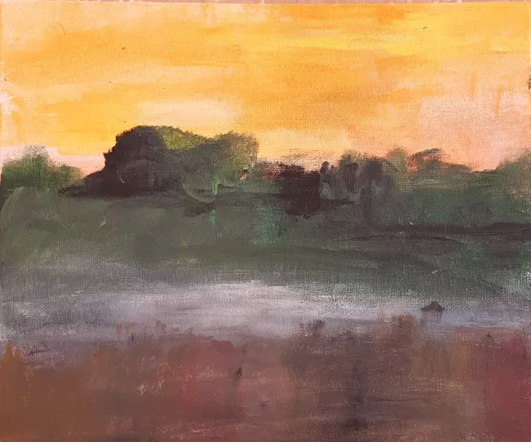 School-age children group. Acrylic on canvas.