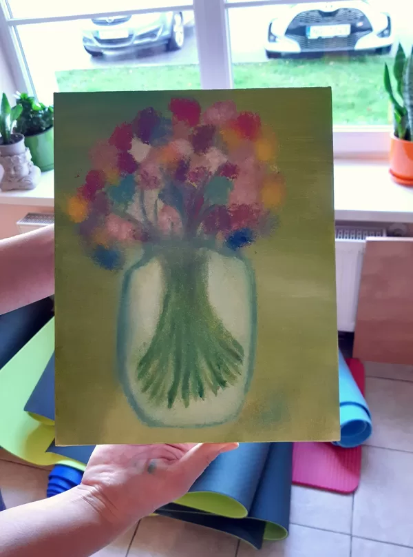 "Flowers". Painting according to the setting. Oil on canvas.