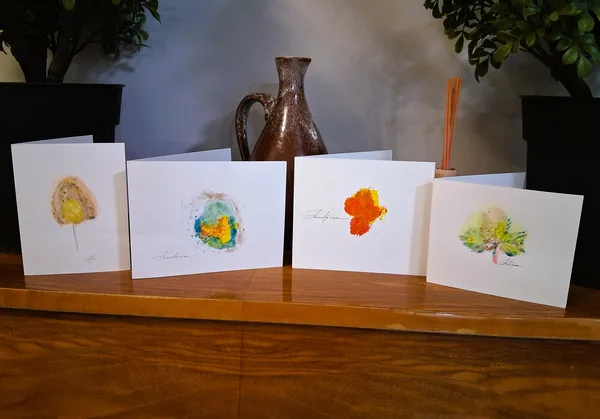 03.07.26. There are Greeting cards on the piano that we painted in some previous class. Beautiful!