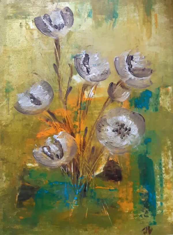 Adult group. Oil, pigments on paper.