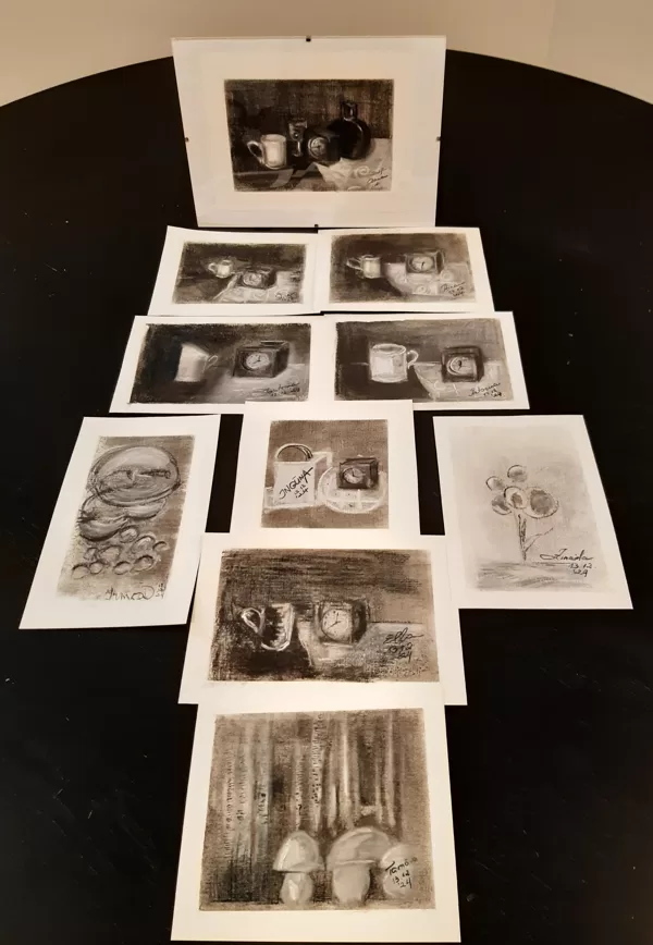 13.12.2024. BLACK&WHITE. We painted with charcoal, fingers and cotton-wool!